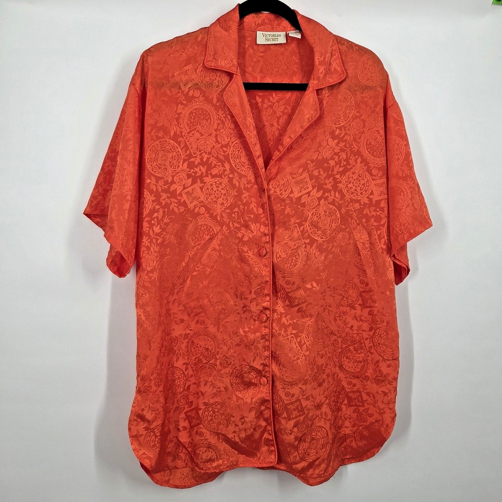 Victoria's Secret Gold Label Women's Hot Coral Sleep Shirt, Vintage 90's, SZ P/S